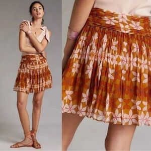 Anthropologie Guapa Floral Chiffon Ruched Mini Skirt NWOT SZ M $148
